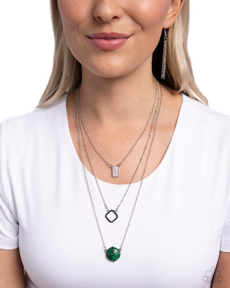 Playfully Panache Green Necklace - Paparazzi Accessories