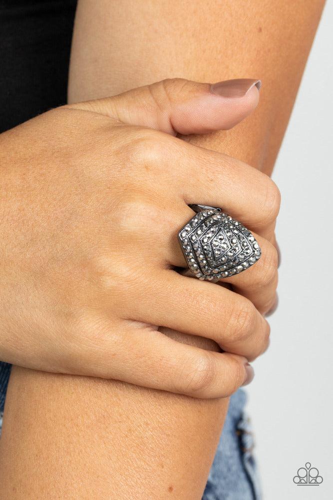 Plead GLITZY Black Ring - Paparazzi Accessories