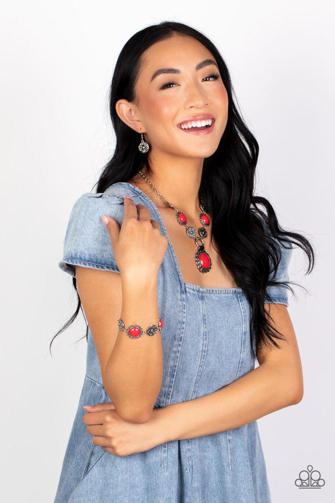 Poppy Persuasion Red Necklace - Paparazzi Accessories -CarasShop.com - Paparazzi Jewelry by Cara Jewels