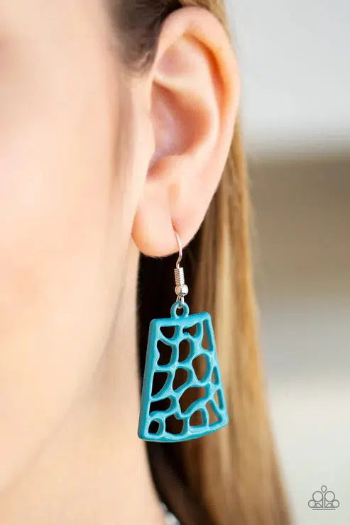 Powerful Prowl Blue Necklace - Paparazzi Accessories - free matching earrings -CarasShop.com - Paparazzi Jewelry by Cara Jewels