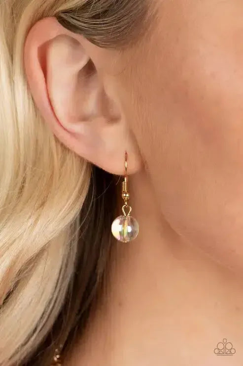 Prismatic Magic Gold Necklace - Paparazzi Accessories - free matching earrings -CarasShop.com - Paparazzi Jewelry by Cara Jewels