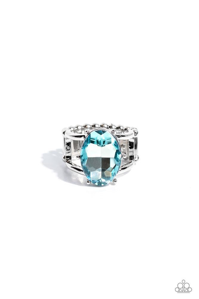 Prismatically Pronged Blue Ring - Paparazzi Accessories