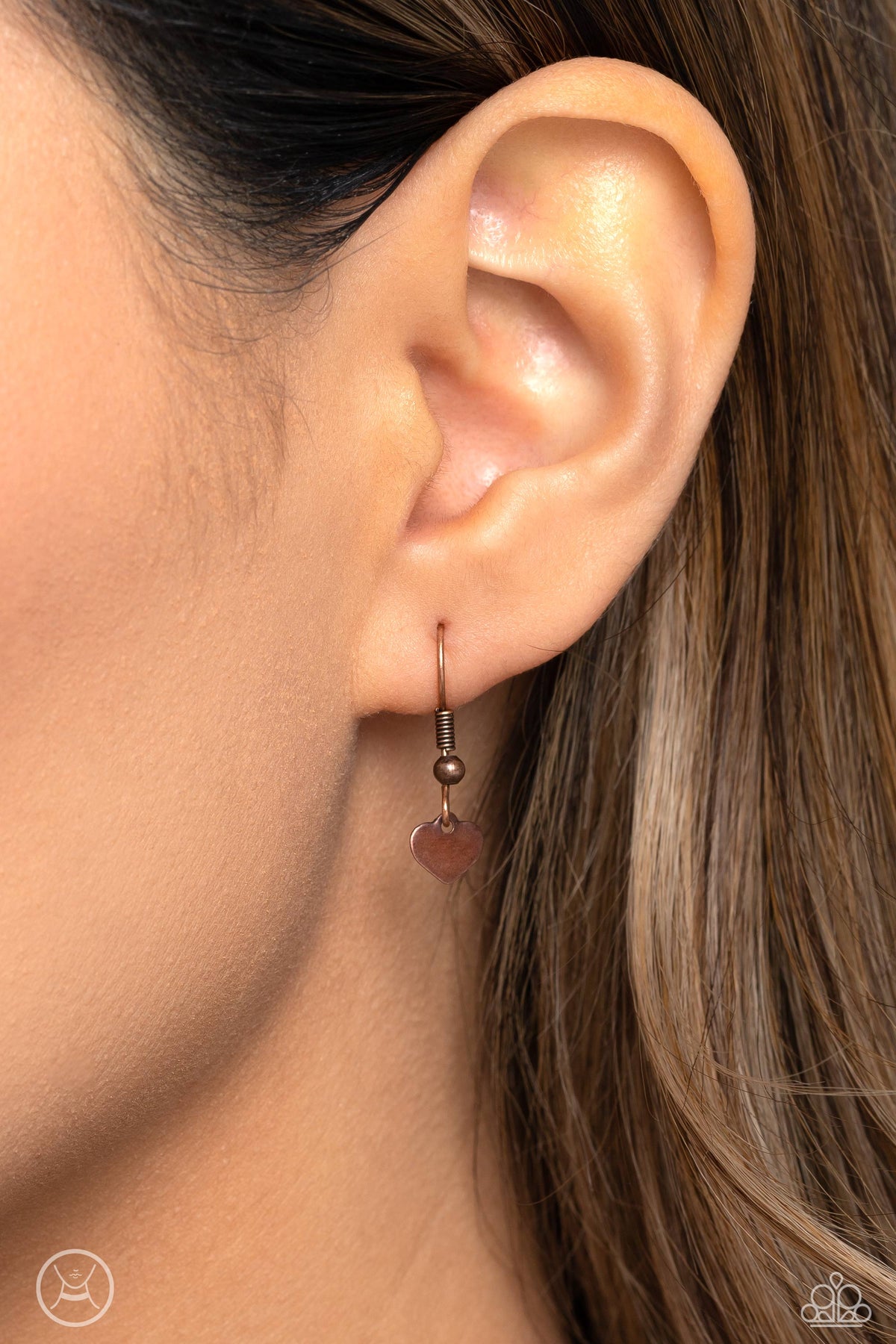 Public Display of Affection Copper Heart Choker Necklace - Paparazzi Accessories - free matching earrings -CarasShop.com - Paparazzi Jewelry by Cara Jewels