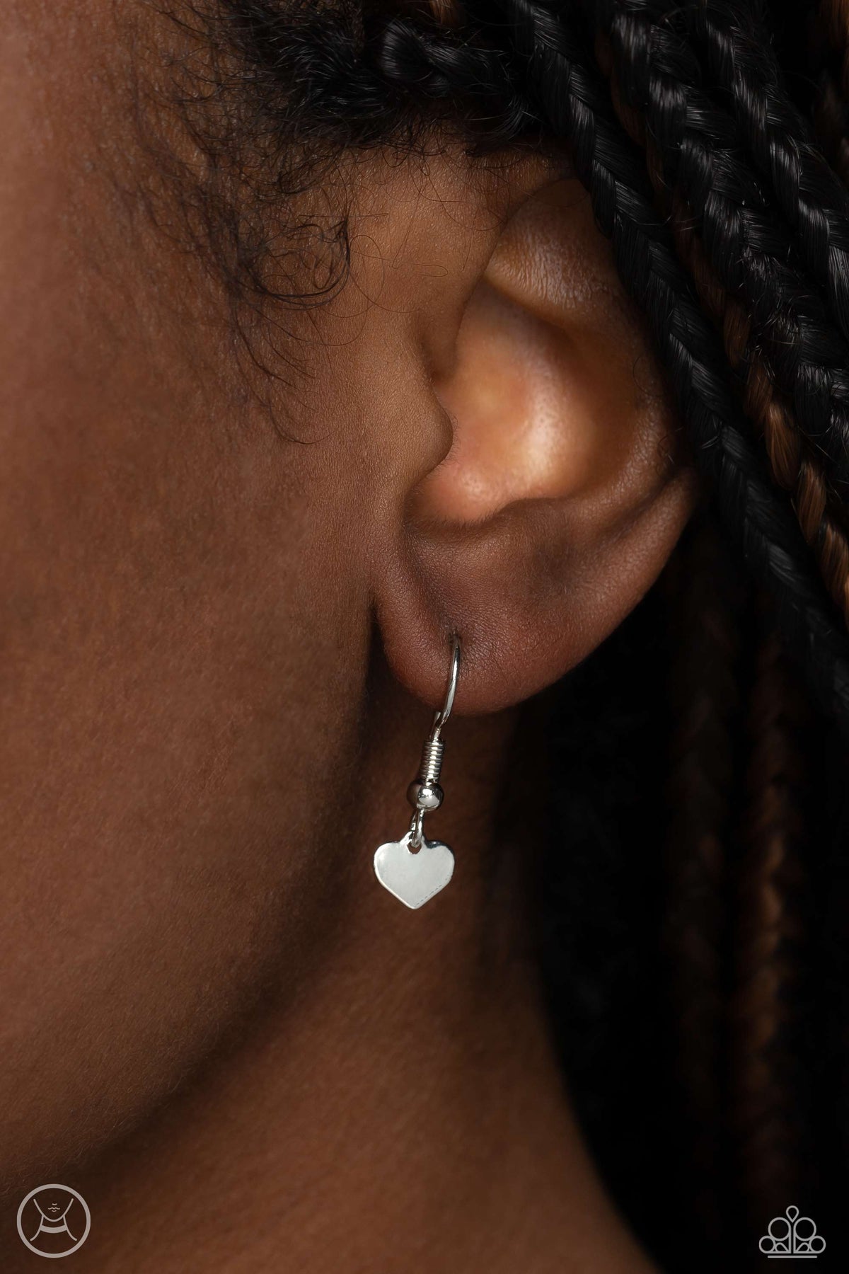 Public Display of Affection Silver Heart Choker Necklace - Paparazzi Accessories - free matching earrings -CarasShop.com - Paparazzi Jewelry by Cara Jewels
