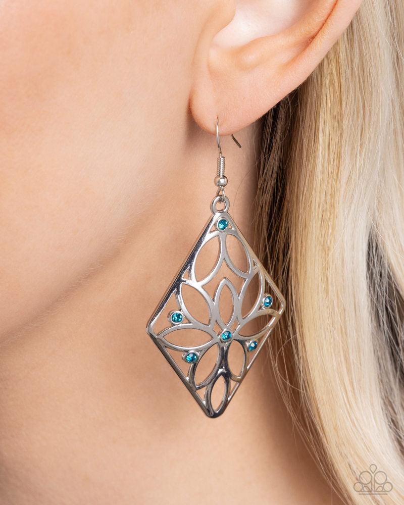 Pumped Up Posies Blue Earrings - Paparazzi Accessories