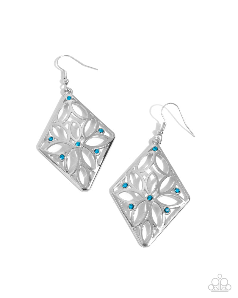 Pumped Up Posies Blue Earrings - Paparazzi Accessories