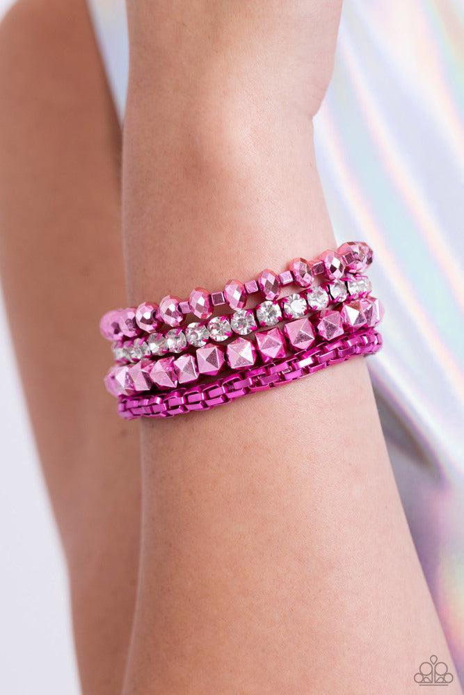 Punk Pattern Pink Bracelet - Paparazzi Accessories