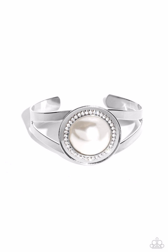 Put On The GLITZ White Bracelet - Paparazzi Accessories