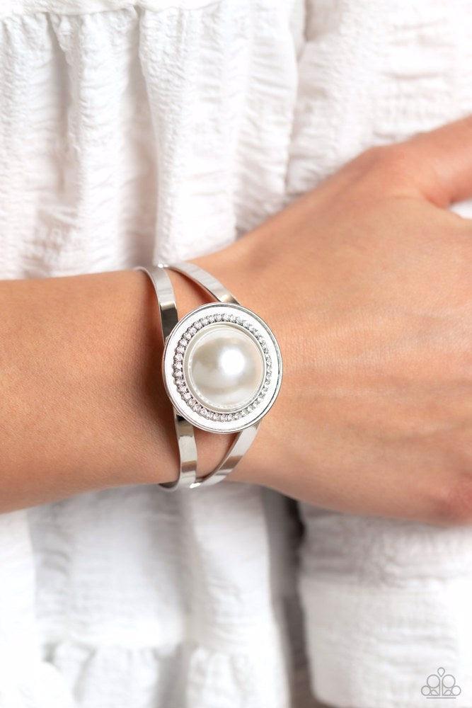Put On The GLITZ White Bracelet - Paparazzi Accessories