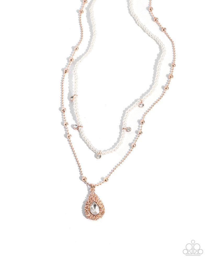 Radiant Reminder Rose Gold & White Pearl Necklace - Paparazzi Accessories