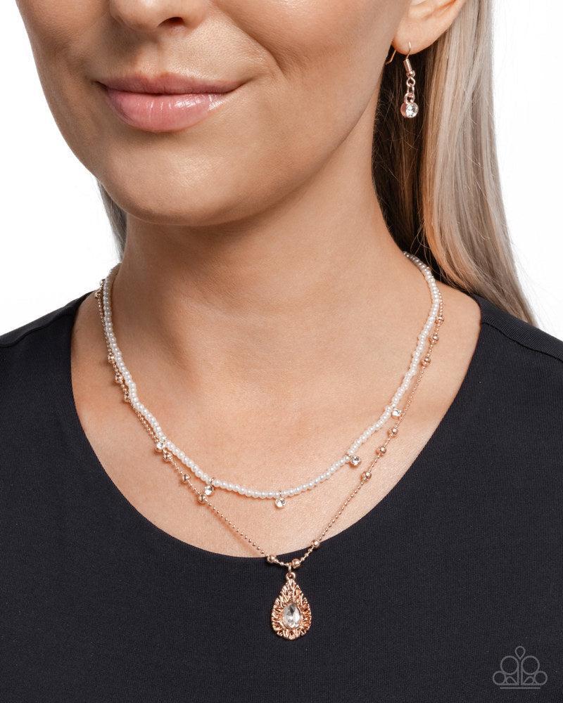 Radiant Reminder Rose Gold & White Pearl Necklace - Paparazzi Accessories