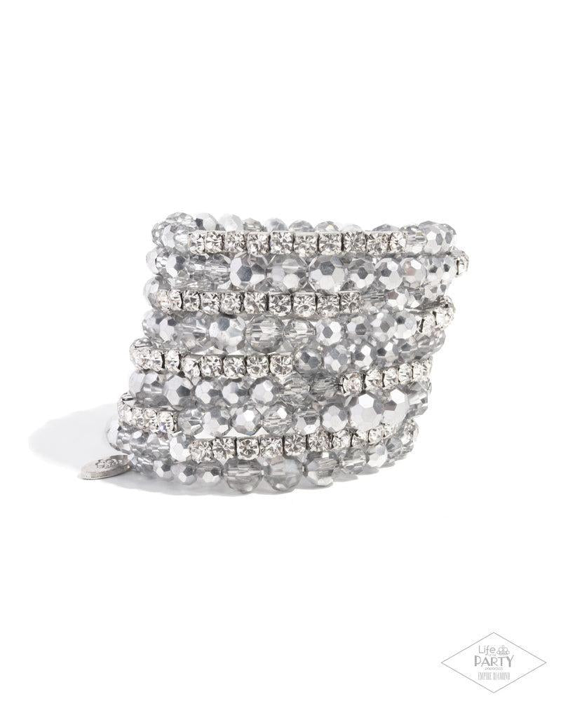 Ready for More White Rhinestone & Silver Zi Collection Bracelet - Paparazzi Accessories