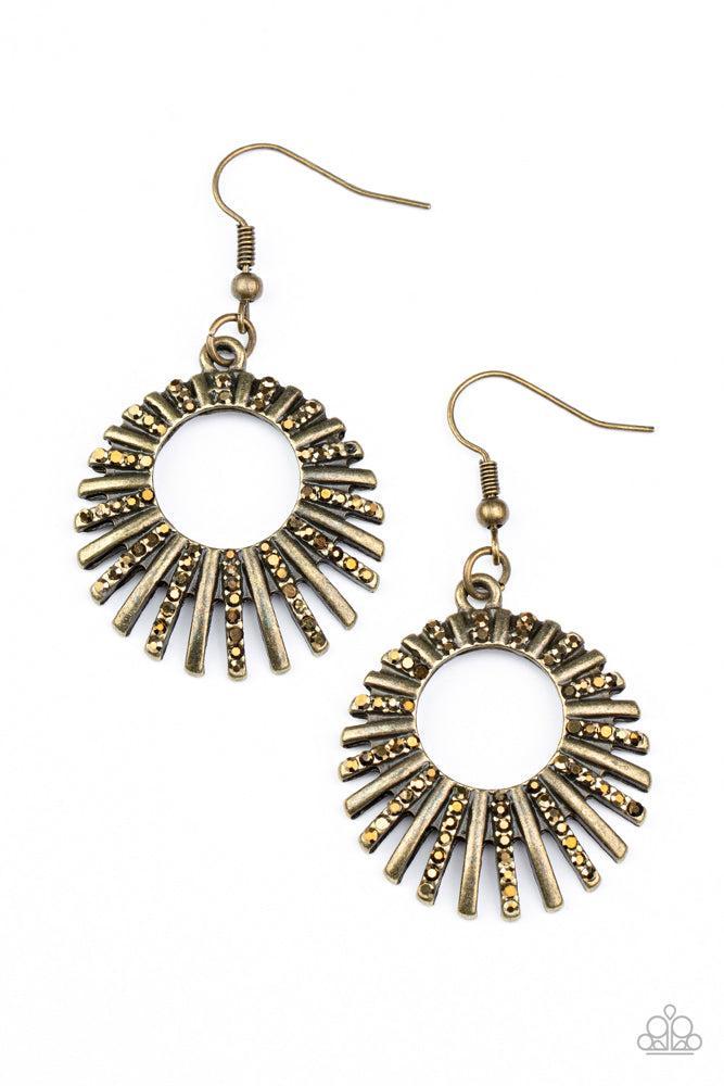 Rebel Resplendence Brass Earrings - Paparazzi Accessories