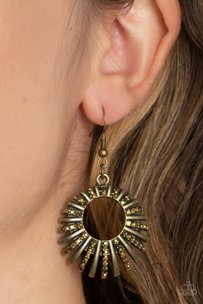 Rebel Resplendence Brass Earrings - Paparazzi Accessories