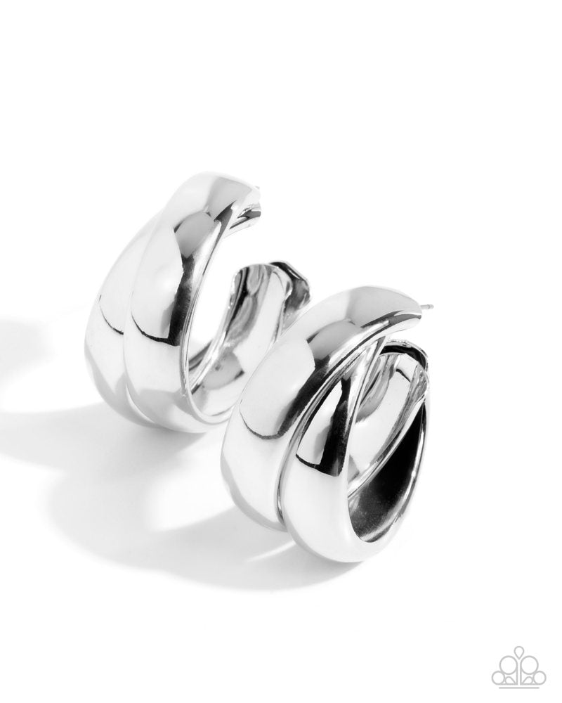 Restless Radiance Silver Hoop Earrings - Paparazzi Accessories