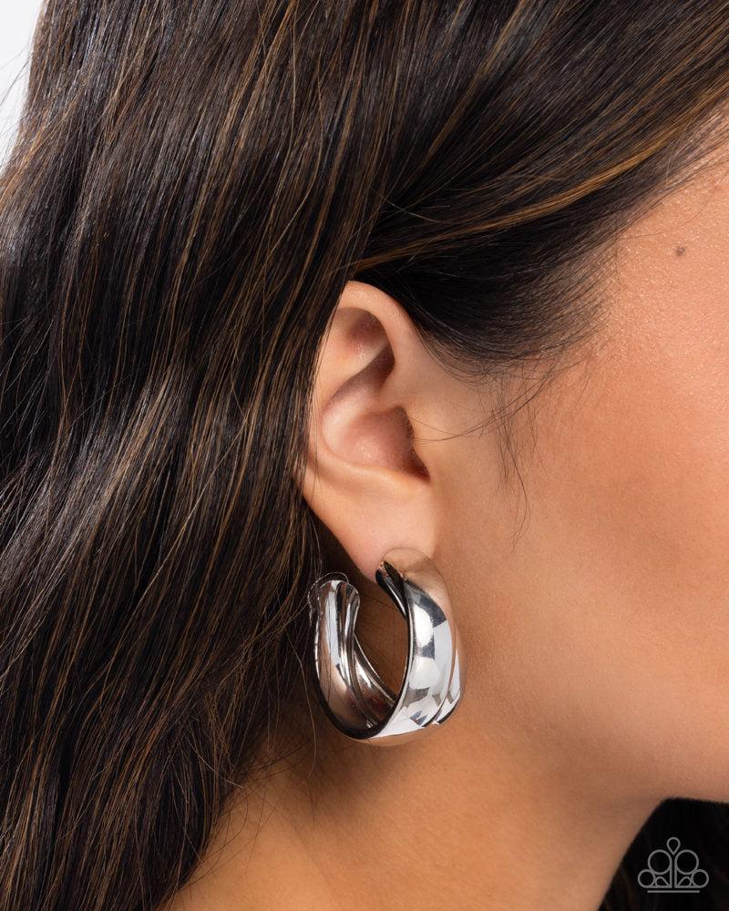 Restless Radiance Silver Hoop Earrings - Paparazzi Accessories