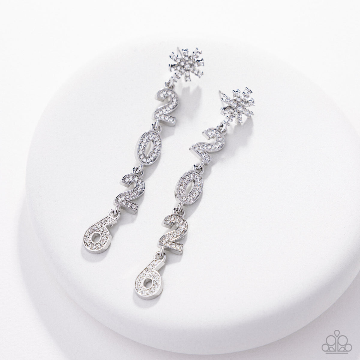 Ring In the Shimmer White Rhinestone 2026 Earrings - Paparazzi Accessories