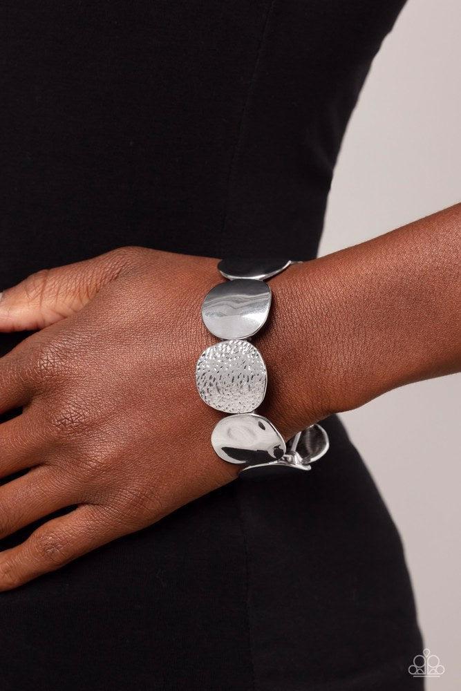 Rippling Record Silver Bracelet - Paparazzi Accessories