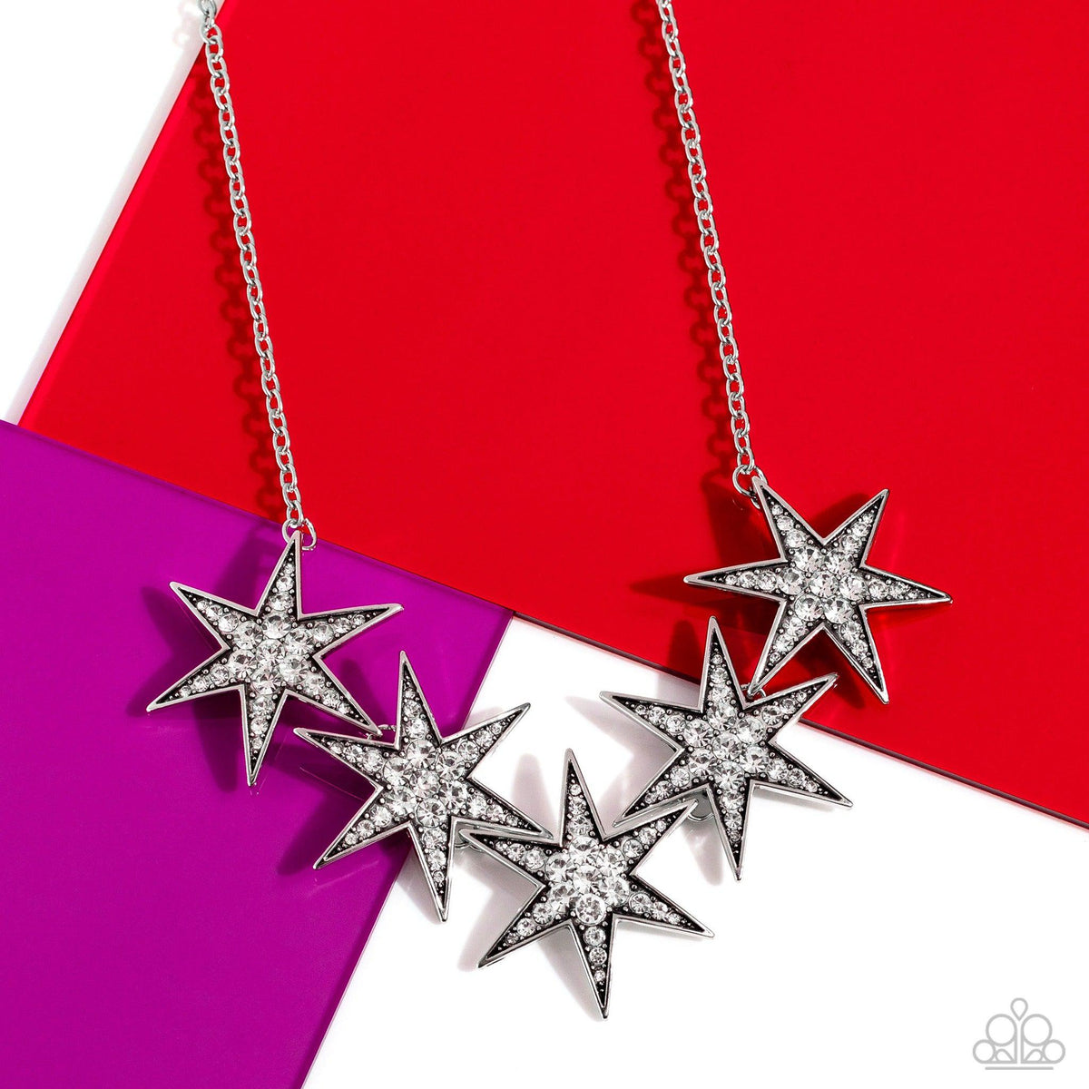 Rockstar Ready White Rhinestone Star Necklace - Paparazzi Accessories