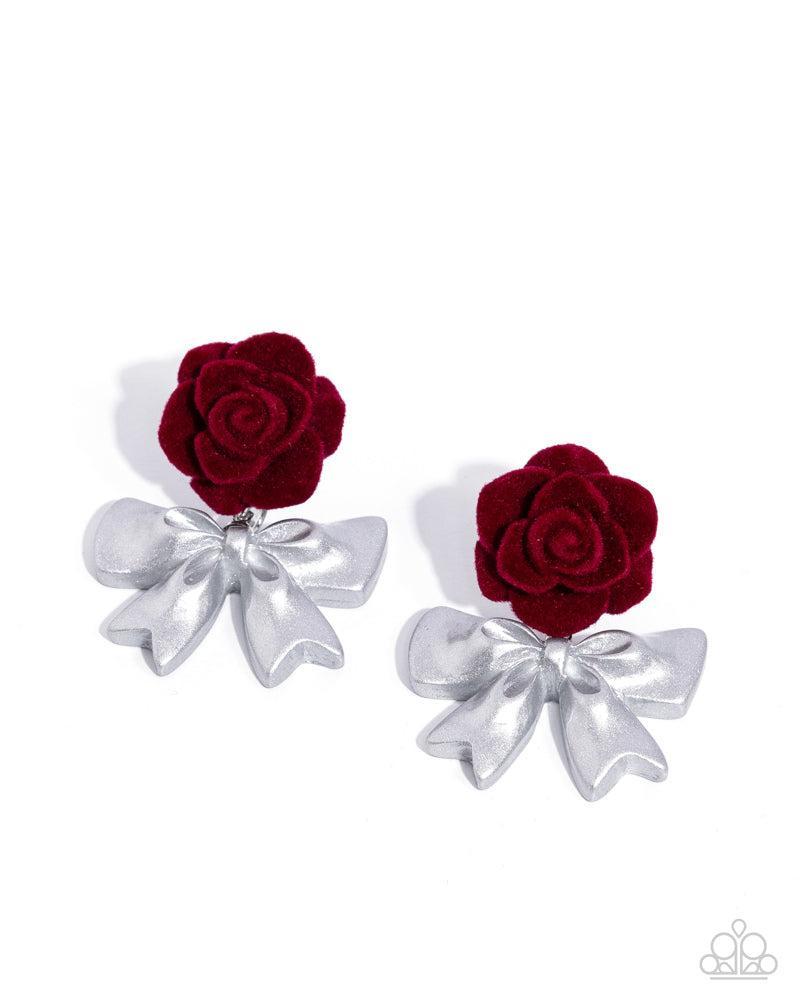 Rosette Rarity Red Earrings - Paparazzi Accessories