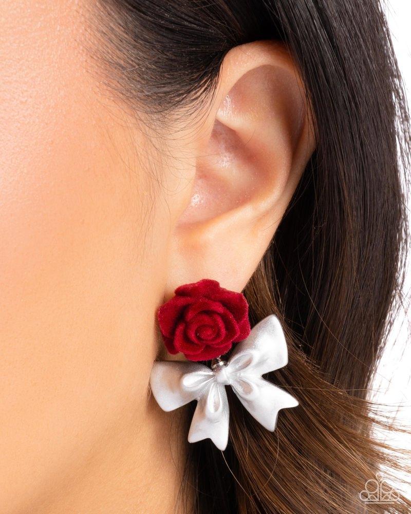 Rosette Rarity Red Earrings - Paparazzi Accessories
