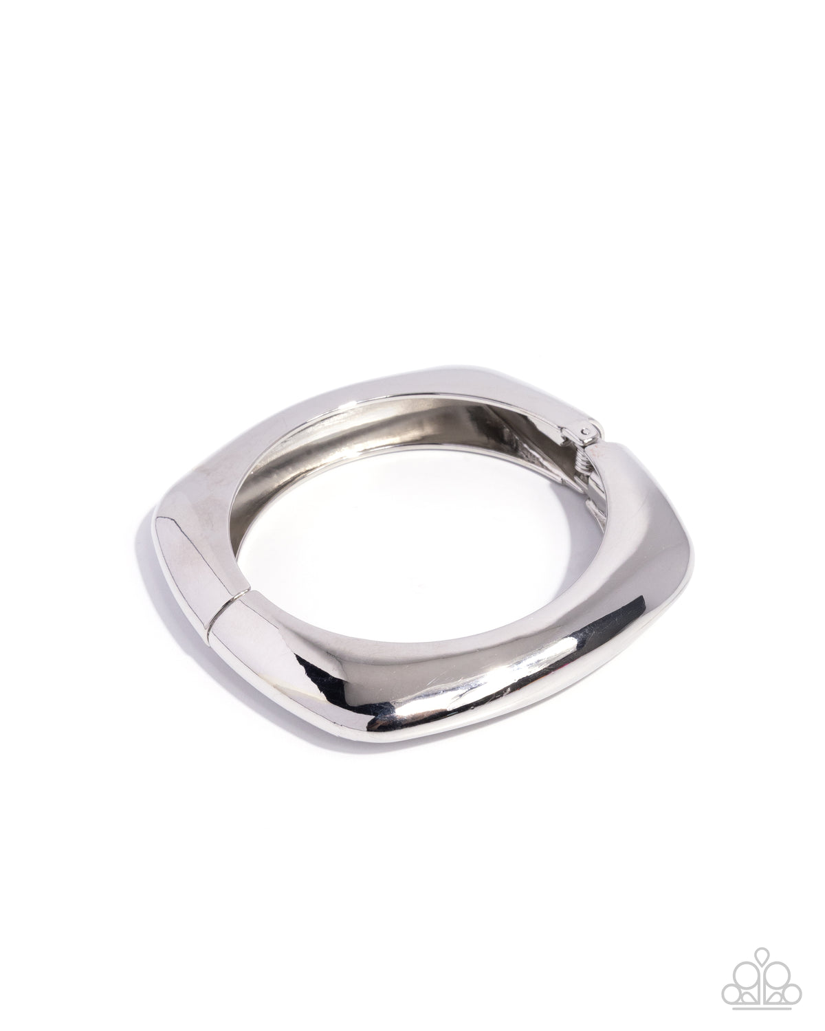 Rounded Reflection Silver Hinged Bracelet - Paparazzi Accessories