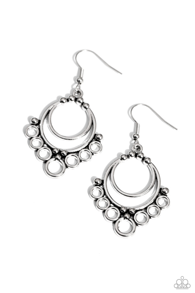 Rustic Rotary Silver Earrings - Paparazzi Accessories