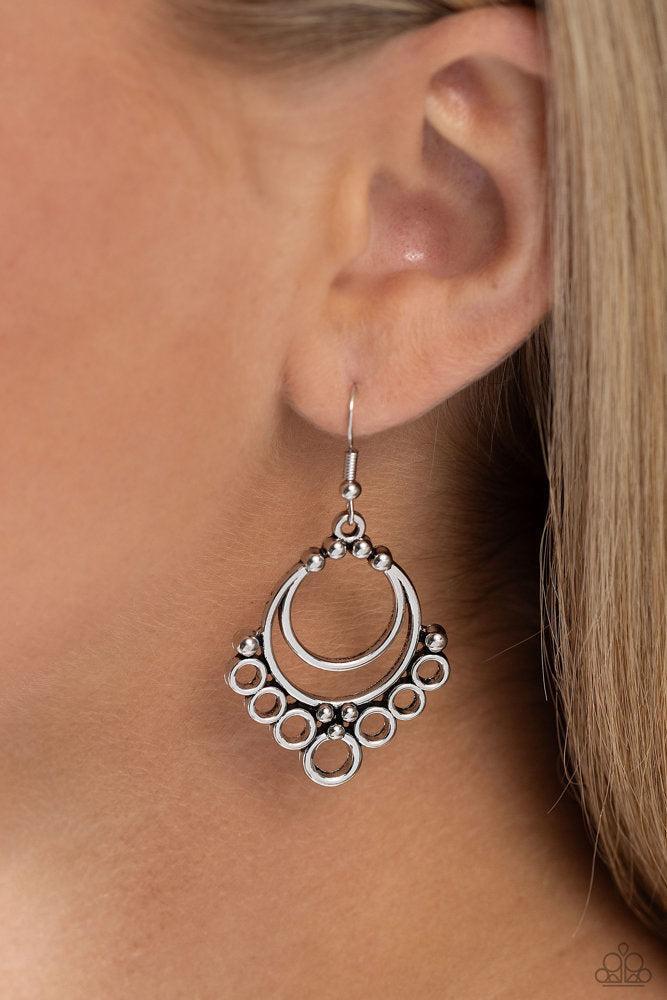 Rustic Rotary Silver Earrings - Paparazzi Accessories