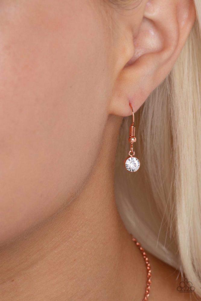 SELFIE-Love Copper Necklace - Paparazzi Accessories - free matching earrings -CarasShop.com - Paparazzi Jewelry by Cara Jewels