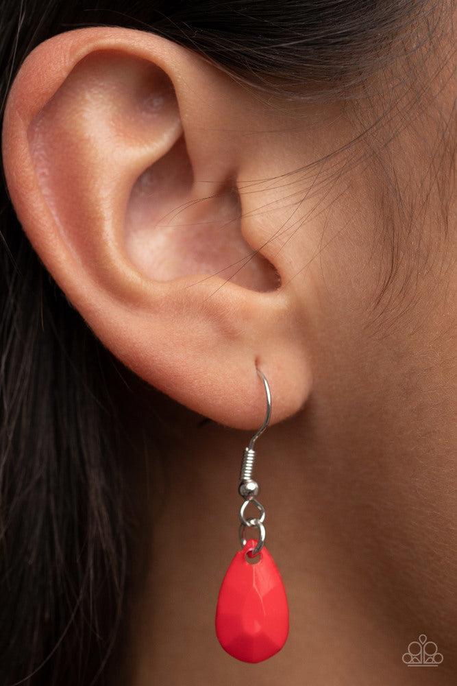 SELFIE-Worth Red Necklace - Paparazzi Accessories - free matching earrings -CarasShop.com - Paparazzi Jewelry by Cara Jewels
