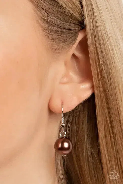 Sail Away With Me Brown Necklace - Paparazzi Accessories - free matching earrings -CarasShop.com - Paparazzi Jewelry by Cara Jewels