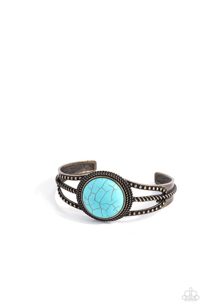 Sandstone Sojourn Blue & Brass Bracelet - Paparazzi Accessories