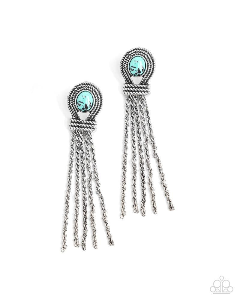 Santa Fe Spell Green & Silver Earrings - Paparazzi Accessories