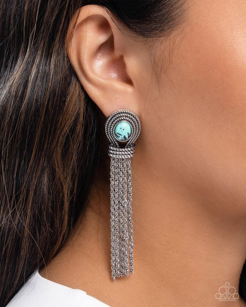 Santa Fe Spell Green & Silver Earrings - Paparazzi Accessories