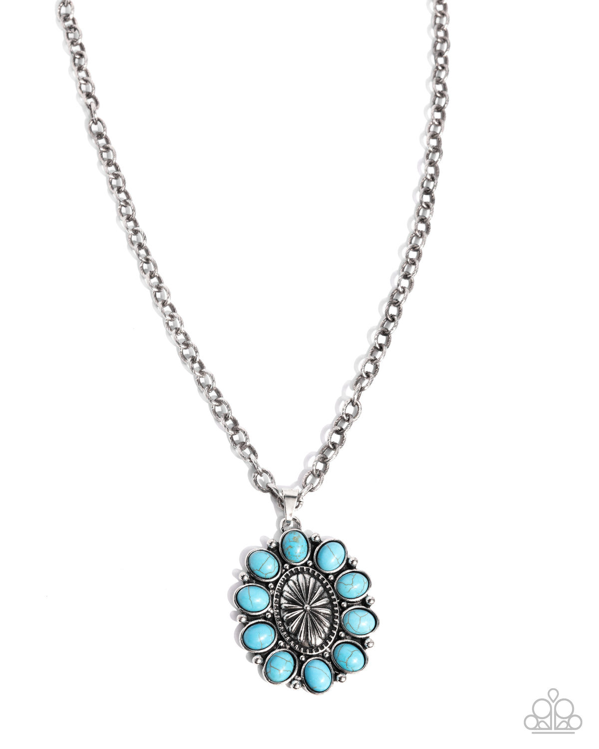 Santa Fe Score Turquoise Blue Stone Necklace - Paparazzi Accessories- lightbox - CarasShop.com - Paparazzi Jewelry by Cara Jewels