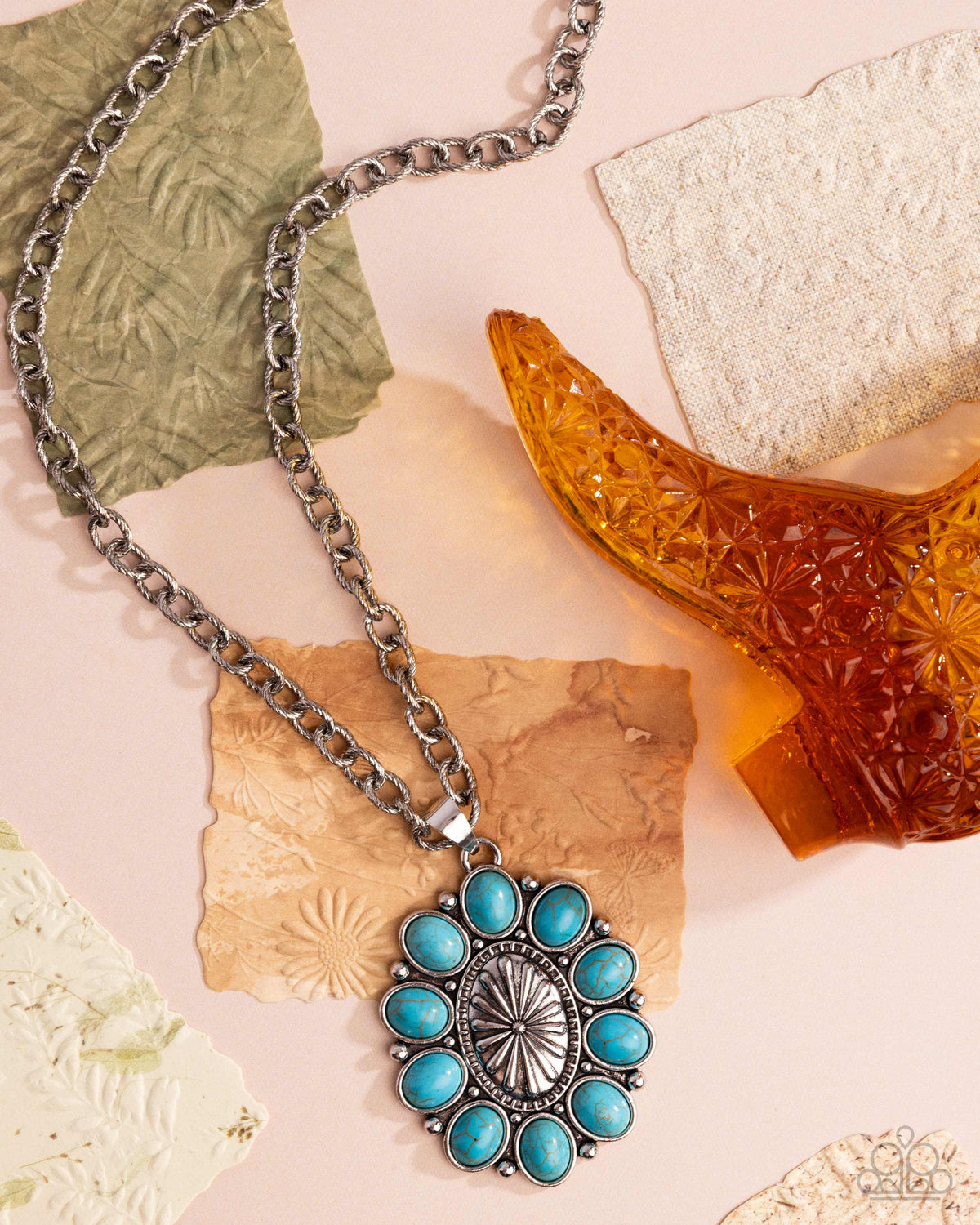 Santa Fe Score Turquoise Blue Stone Necklace - Paparazzi Accessories
