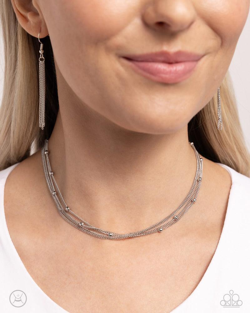Satellite Strands Silver Necklace - Paparazzi Accessories