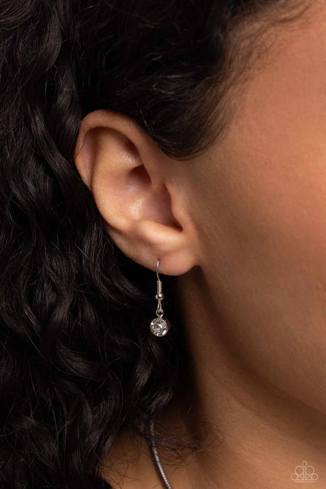 Scintillating Spiral White Necklace - Paparazzi Accessories - free matching earrings -CarasShop.com - Paparazzi Jewelry by Cara Jewels