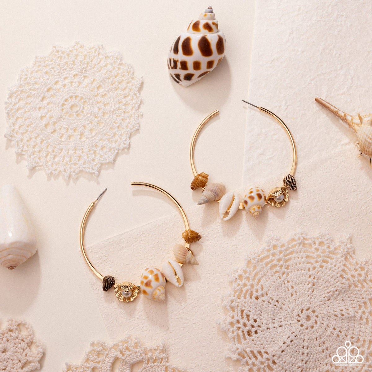 Seashell Sonnet Gold Hoop Earrings - Paparazzi Accessories