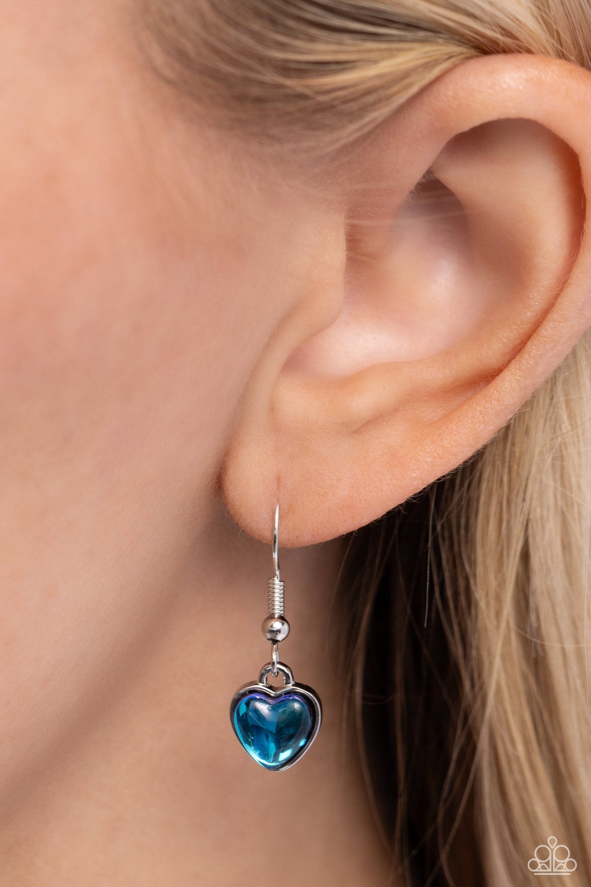 Seize the Simplicity Blue UV Shimmer Heart Necklace - Paparazzi Accessories - free matching earrings -CarasShop.com - Paparazzi Jewelry by Cara Jewels