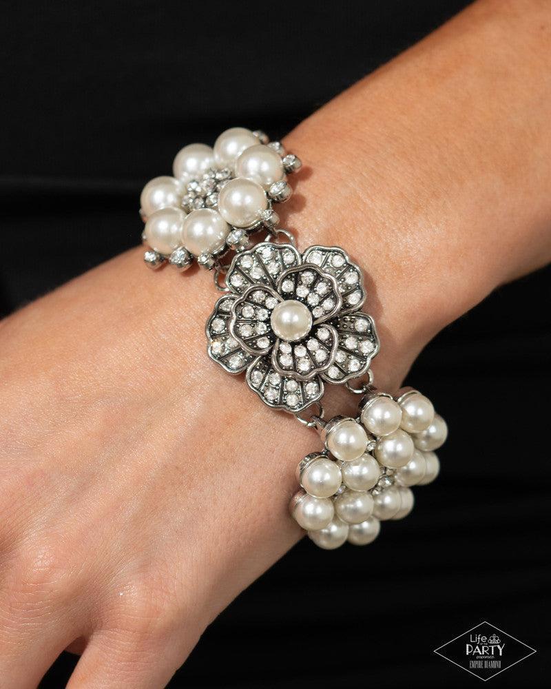 Self-Made White Pearl & Rhinestone Zi Collection Bracelet - Paparazzi Accessories