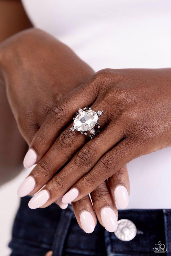 Sensational Sparkle Black Ring - Paparazzi Accessories