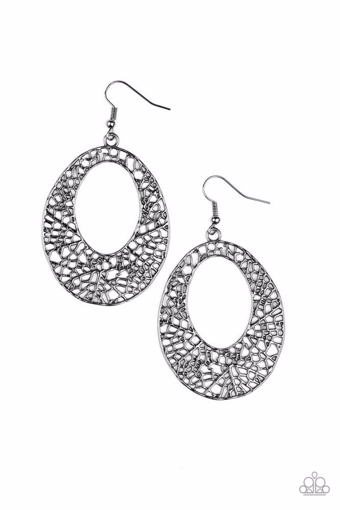Serenely Shattered Black Earrings - Paparazzi Accessories