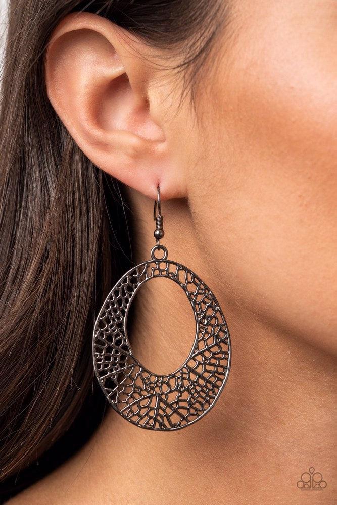 Serenely Shattered Black Earrings - Paparazzi Accessories