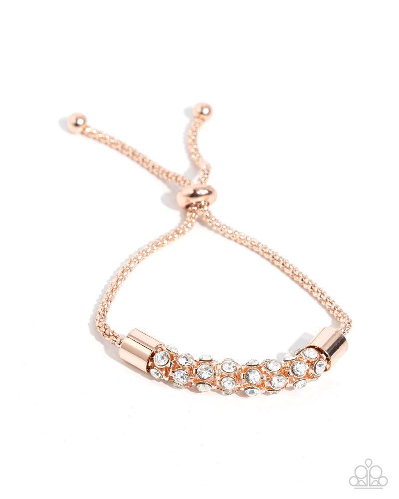 Serious Sentiment Rose Gold & White Rhinestone Bracelet - Paparazzi Accessories