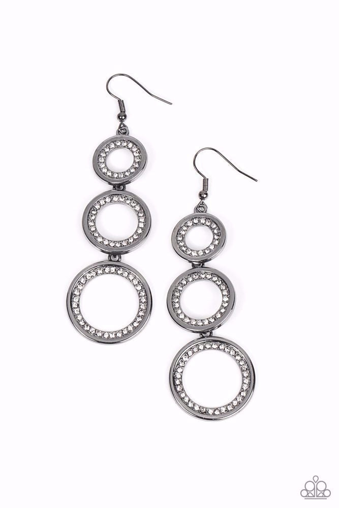 Shimmering In Circles Black Earrings - Paparazzi Accessories