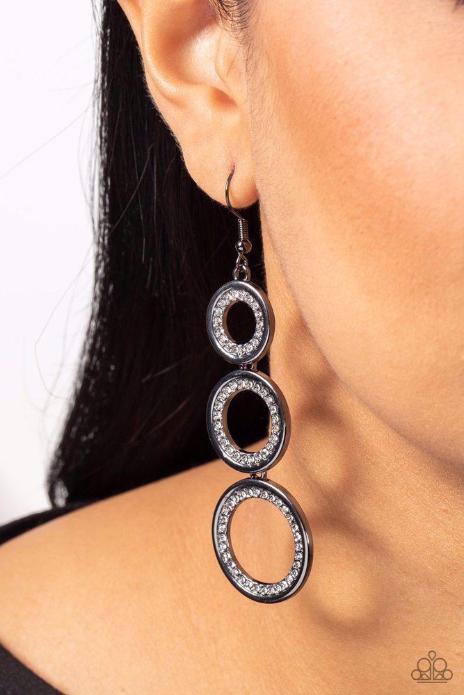 Shimmering In Circles Black Earrings - Paparazzi Accessories