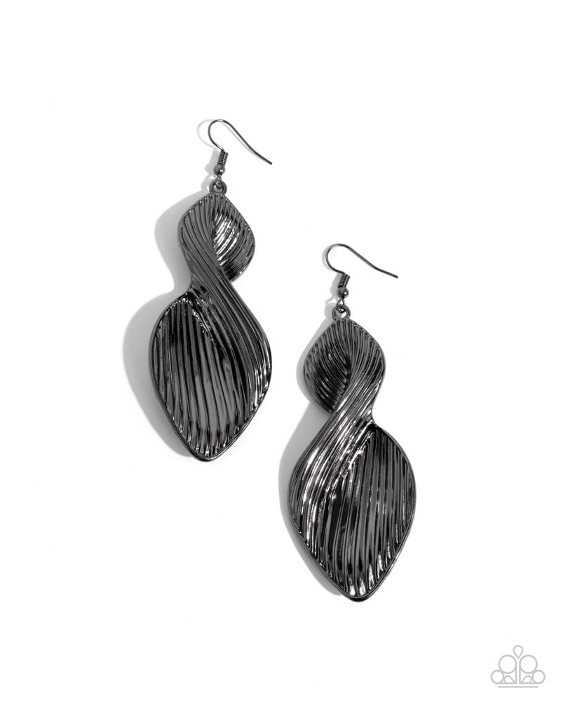 Skinny Spiral Gunmetal Black Earrings - Paparazzi Accessories