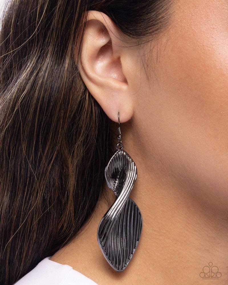 Skinny Spiral Gunmetal Black Earrings - Paparazzi Accessories