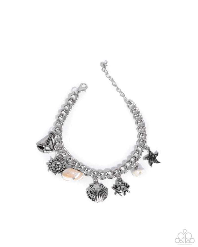Sleek Sailing White Nautical Charm Bracelet - Paparazzi Accessories